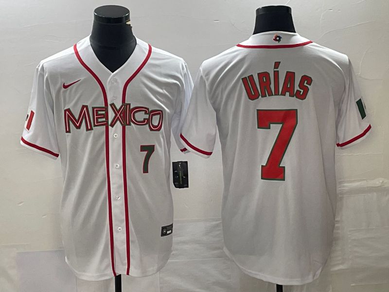 Men 2023 World Cub Mexico #7 Urias White red Nike MLB Jersey6